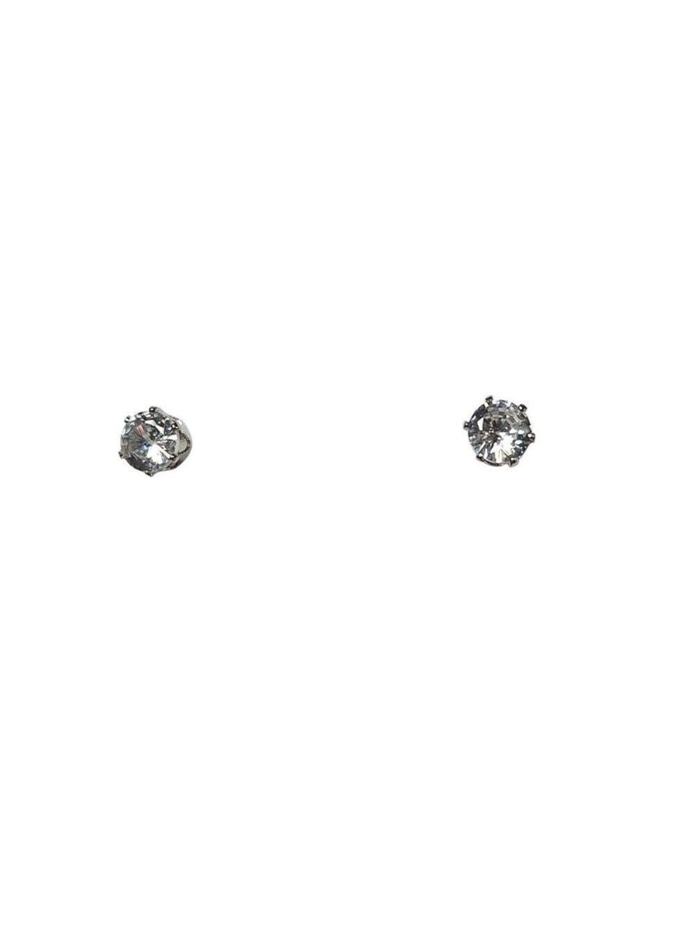 Cubic Zirconia Stud Earrings Silver Tone